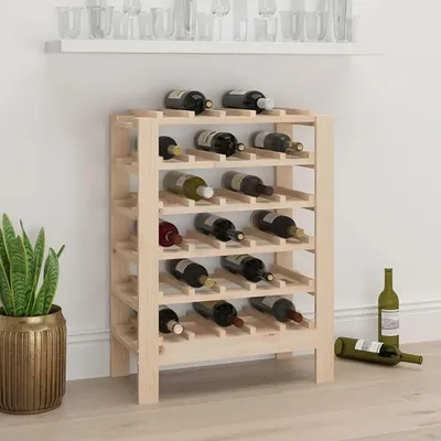 Produktbild von Weinregal aus Massivholz Kiefer 61,5 x 30 x 82 cm, Flaschenregal für bis zu 30 Flaschen, Weinschrank als Standregal für Küche, Esszimmer, Wohnzimmer, Keller und Hausbar