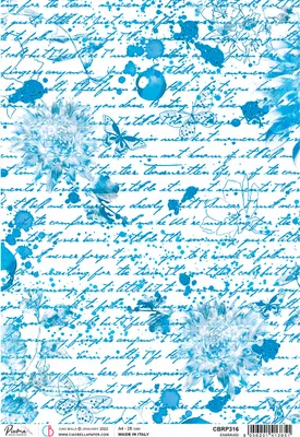 Produktbild von Motiv-Strohseide "Indigo Scripts", ca. 30 x 21,5 cm