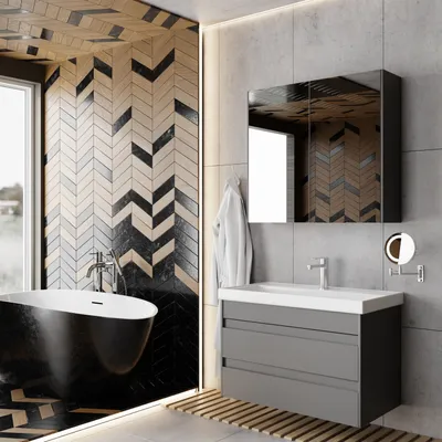 Produktbild von Badmöbel Set Lara | Spiegelschrank Waschbecken Unterschrank 80cm Badezimmermöbel