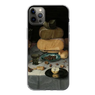 Produktbild von MuchoWow® Handyhülle Schutzhülle Hülle für iPhone 13 Pro Max Stilleben mit Käse - Gemälde von Floris Claesz. van Dijck Silikon Softcase Handy Hülle - Mobiltelefon
