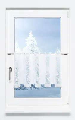 Produktbild von Scheibengardine Plauener Spitze - Sternenstaub (Bx H) 112cm * 40cm silber/Silber-Weiß