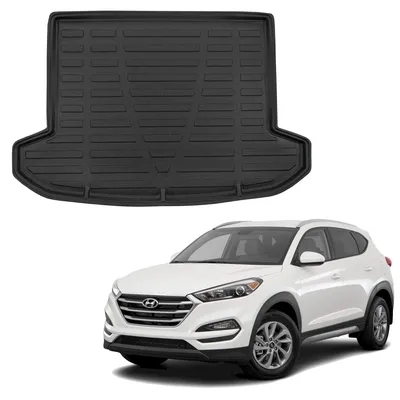 Image de Tapis De Coffre Sur Mesure Pour Hyundai Tucson 2015-2020, Noir, Antidérapant, Bord Haut, Toutes Saisons