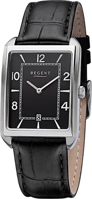Obrázek produktu pro Kožené pánské náramkové hodinky Regent quartz s černým koženým řemínkem D2URF1264
