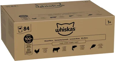 Productafbeelding van WHISKAS® Portiezakjes, voordeelverpakking 1+ met een mix van smaken in gelée, 84 x 85g