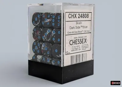 Immagine prodotto di Chessex Brush Lato Oscuro Blu Blocco 36 Dadi D6