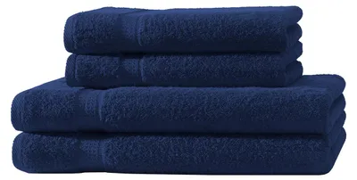 Produktbild von 4er Set Frottee 2x Handtücher 2x Duschtücher Elegance 100% Baumwolle 500 gsm 50x100 cm 70x140 cm navyblau