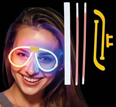 Productafbeelding van Carnavalsbril, glamour lichtgevende bril, accessoire voor carnaval, trendy, geschikt voor nachtfeesten, kleur: meerkleurig