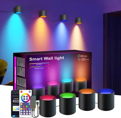 Produktbild von Smart LED RGB Wandleuchte Musik Sync Wandlampe Partybeleuchtung App-Steuerung mit Fernbedienung für Wohnzimmer Bar Spielzimmer Deko