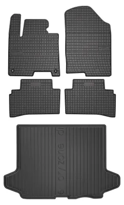 Image de Tapis en caoutchouc + bac de coffre pour Kia Sportage V spalinowy 2021- (SUV) – 5 pièces, noirs, sur mesure