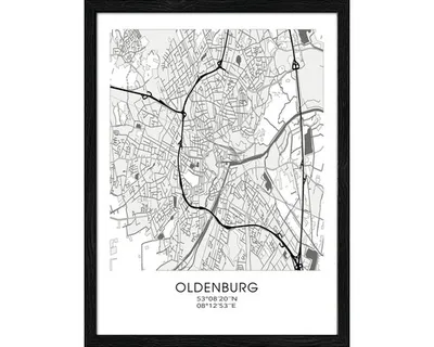 Produktbild von Gerahmtes Bild Oldenburg Landkarte III 33x43 cm
