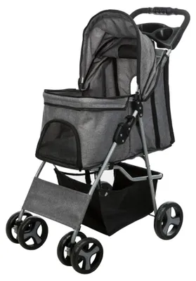 Produktbild von TRIXIE Buggy mit 4 Rädern für Hunde bis 15 kg - grau - 47 × 100 × 80 cm