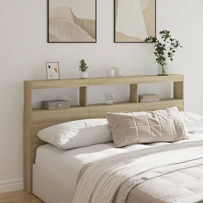 Produktbild von LED-Kopfteil mit Ablagen Sonoma-Eiche 180x17x102 cm - Bettkopfteil CC30087