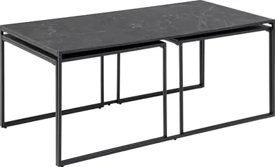 Produktbild von Infinity Couchtisch Set mit 3 Stk. schwarzer Marmordruck, schwarz.