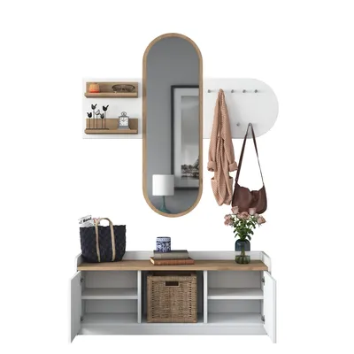 Immagine prodotto di Skye Decor, EE101 - 1983 - Noce, armadietti, portaoggetti, bianco, 120 x 45 x 40 cm