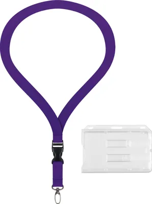 Produktbild von 10 Stück SET: 5x Lanyard Lila / Violett Keyholder Umhängeband 20mm Polyester mit Steckschnalle und starkem Karabinerhaken + 5 x Ausweis Halter Kartenhalter Keychain Lanyards Schlüsselband