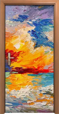 Produktbild von Türposter 90x200 cm Türaufkleber Türtapete Türfolie Klebefolie Malerei Meeres bunte Sonnenuntergang