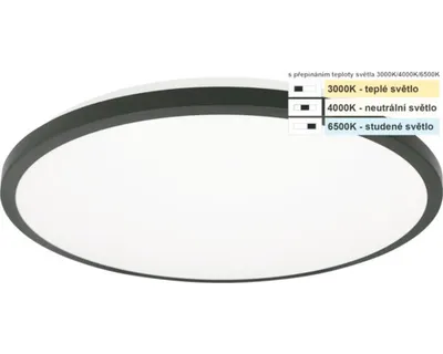 Obrázek produktu pro LED stropní svítidlo Top Light Onyx KS CCT IP44 10 W 1000 lm 3000-4000-6500 K černé