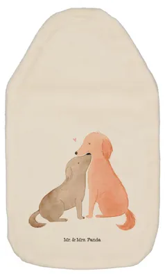 Produktbild von Mr. & Mrs. Panda Wärmflasche Hunde Liebe - Weiß - Geschenk, Kuscheln, wärmebeutel, Herz, Wärmekissen, Wärmflaschen, Sprüche, mit Bezug, Vertrauen, Plüsch, Hund