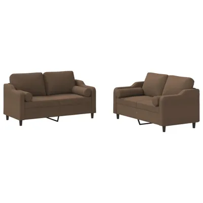 Image de vidaXL Ensemble de canapés 2 pièces avec coussins Tissu brun
