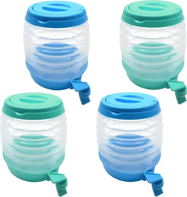 Produktbild von 4er Set Getränkespender Faltbar 3,5l | Limonadenspender Wasserspender mit Zapfhahn | Saftspender Getränke Spender