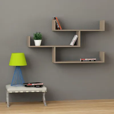 Immagine prodotto di DECORTIE Tibet Scaffale a muro Libreria moderna grigio moka 120 x 23 x 66 cm