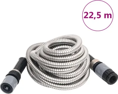 Produktbild von Gartenschlauch mit Sprühdüse Silbern 0,6" 22,5 m Edelstahl