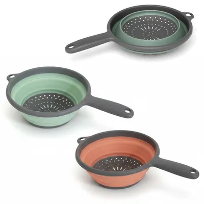 Produktbild von LS-LebenStil Flexibles Abtropfsieb Nudelsieb 36x19cm faltbar mit Griff Sieb Seiher Küchensieb Camping TRT Kunststoff Silikon Obst Gemüse Pasta Nudeln