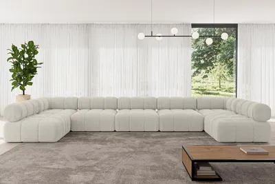Produktbild von ALTDECOR Modulares Sofa Ecksofa in U-Form - Garvo-U3 - 475x190x70 cm Cremeweiß Corner modular Sofa Eckcouch Couch Wohnlandschaft Cauchsofa Polstersofa