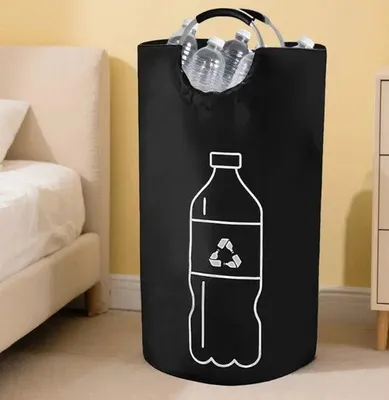 Image de Rangement original pour bouteilles consignées - Bac à bouteilles de haute qualité avec couvercle et sac en plastique noir XL