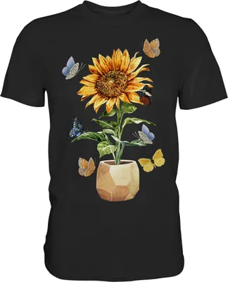 Produktbild von Schmetterling Sonnenblumen Shirt Gärtner Geschenk Garten – Black / 3XL