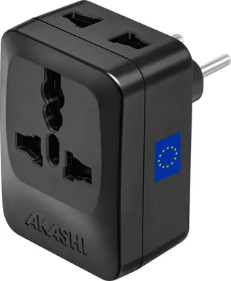 Image de Akashi, Adaptateur de voyage type C Europe Chine 3 sorties, noir