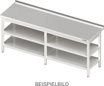 Produktbild von Arbeitstisch mit Grund- und Zwischenboden, 2200x700x850 mm, ohne Aufkantung, verschweißt