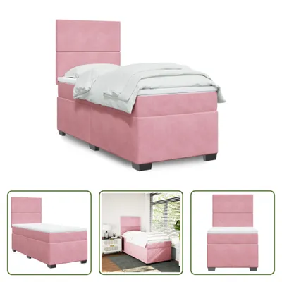 Produktbild von The Living Store Boxspringbett mit Matratze Rosa 90x190 cm Samt