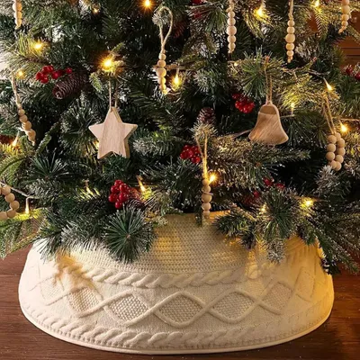 Produktbild von Weihnachtsbaum Deko Weiß Weihnachtsbaumständer Abdeckung, Weihnachtsdeko Innen Modern Weihnachtsbaum Rock, Rund Weihnachtsbaumrock (Weiß)