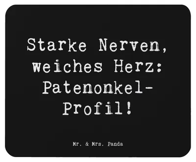 Produktbild von Mr. & Mrs. Panda Mouse Pad Spruch Starke Patenonkel - Schwarz - Geschenk, Empathie, Mentor, Unterstützung, mausteppich, Mauspad, Verwandte, pc mausunterlage, Patenschaft