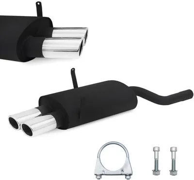 Produktbild von JOM Stahl Sport Auspuff BMW E46 4 Zylinder 2x oval gerade Edelstahl Endrohr