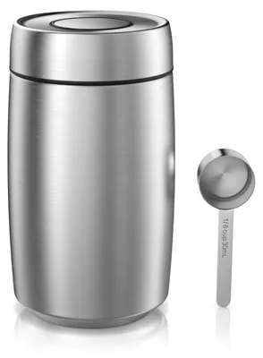 Productafbeelding van Arendo koffiebus 1450 ml, roestvrij staal, luchtdicht, aroma-behoudend met vacuümdeksel en maatlepel, geschikt voor koffiebonen, koffiepoeder, proteïnepoeder, meel, suiker