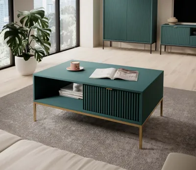 Image de Table basse MISHEEL – bleu-vert / or
