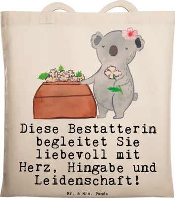 Produktbild von Mr. & Mrs. Panda Tote Bag Bestatterin Herz - Transparent - Geschenk, Tasche, Beutel, Einkaufstasche, Shopping, Baumwollbeutel