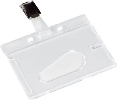 Zdjęcie produktu dla Q-Connect® KF14148 etui na karty identyfikacyjne z klipsem - 85 x 54 mm, twardy plastik, przezroczysty, 10 szt