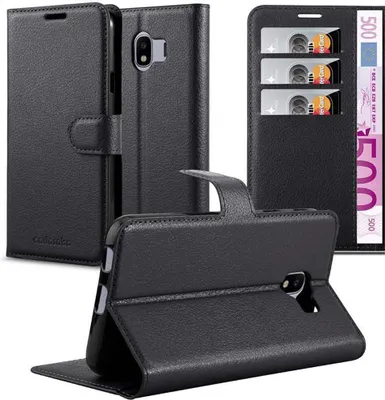Produktbild von Cadorabo Hülle für Samsung Galaxy J4 2018 Schutz Hülle in Schwarz Handyhülle Etui Case Cover Magnetverschluss
