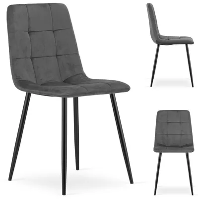 Zdjęcie produktu dla Krzesło Tapicerowane Welur Velvet Do Salonu Jadalni Welurowe Szare Cube