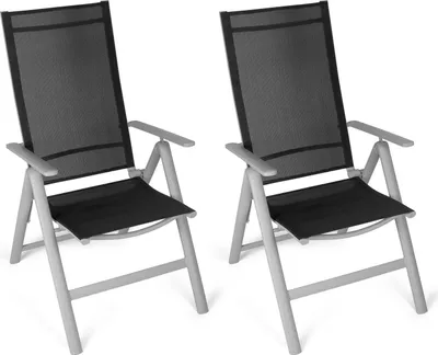 Zdjęcie produktu dla Krzesła ogrodowe, zestaw 2 sztuk, czarne, 57 x 68 x 110 cm