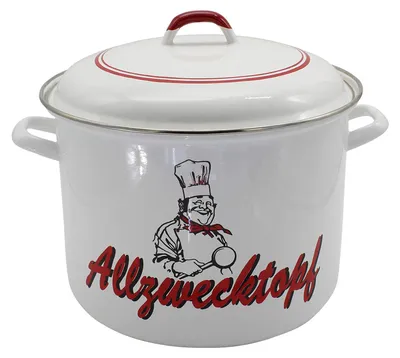 Emaillierter Kochtopf 28 cm, 14 Liter, weiß, mit Deckel