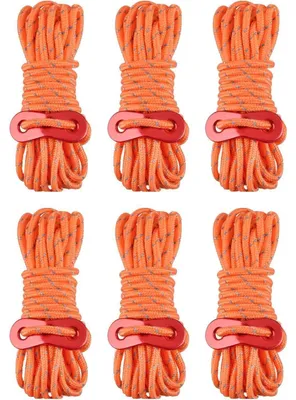 Produktbild von Reflektierende Abspannseile mit Seilspanner 4m, 4mm Nylon, 6 Stück, Orange