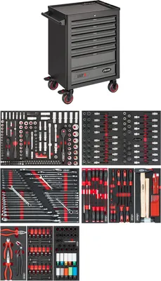 Immagine prodotto di Carrello da officina Vigor con 376 utensili 376 pezzi