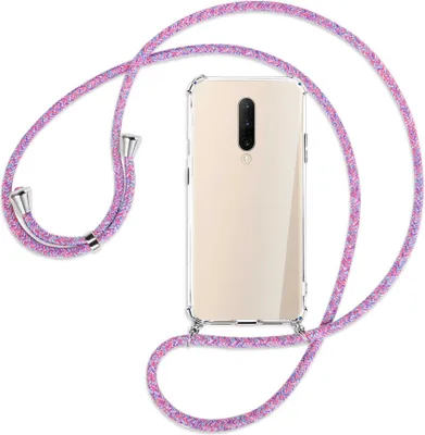 Produktbild von Handykette Backcover-Schutzhülle mit Band (Metall silberfarben) für OnePlus 7 Pro - lila/rosa/blau