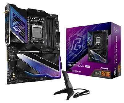Produktbild von Asrock MK X870E NOVA WIFI, AMD, Sockel AM5, AMD Ryzen 7000 Series, AMD Ryzen 8000 Series, AMD Ryzen 9000 Series, DDR5-SDRAM, 256 GB, DIMM