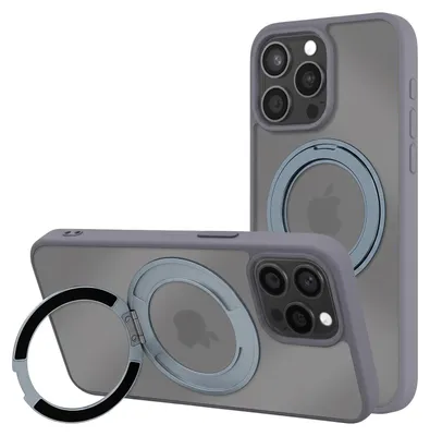 Imagen del producto de Avizar, funda híbrida para iPhone 15 Pro Max con soporte de anillo, color gris