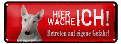Produktbild von Blechschild Hinweis Bullterrier hier wache ich eigene Gefahr, 27 x 10 cm, Blechschilder Tiere Achtung